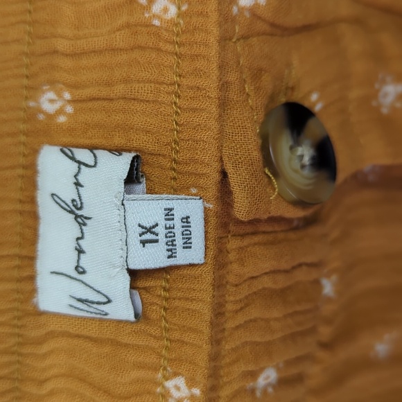 Wonderly Gold Gauze Wide Leg Pants Flowy Boho Lagenlook Plus Size 1X NWT Beachy - Picture 13 of 15